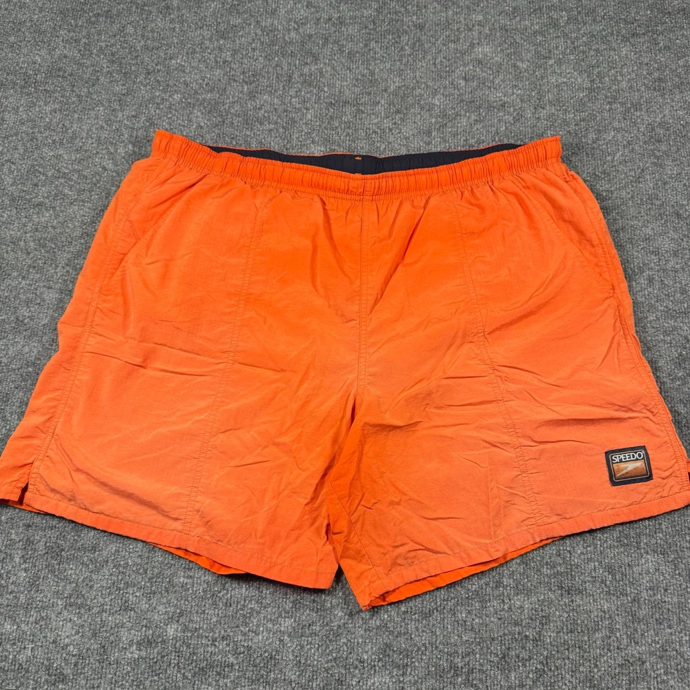Vintage Speedo Orange Swim Trunks Mesh Lined Pockets Sz Mens Large